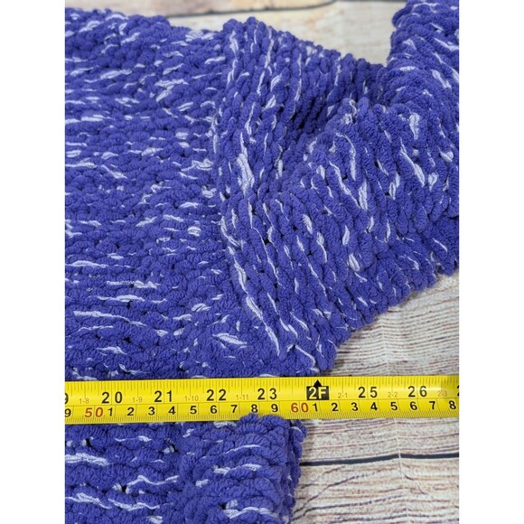 H&M Hand Knit Sweater Oversized M/L Purple White Boho Coastal Comfy & Cozy - Picture 7 of 16